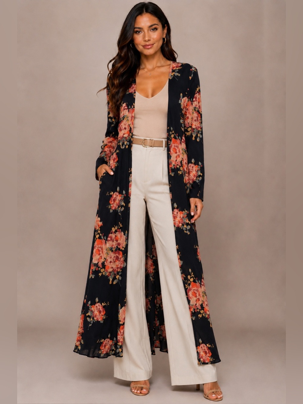 Zara Long Sleeve floral 💐Cardigan w Sash sz S